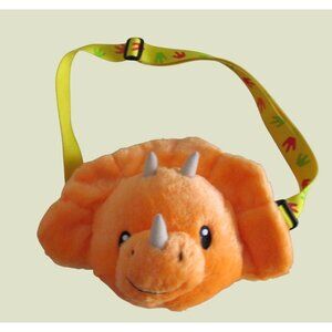 Cuddle Barn Orange Cera the Triceratops with Sound Plush Dino Brites Fanny Pack